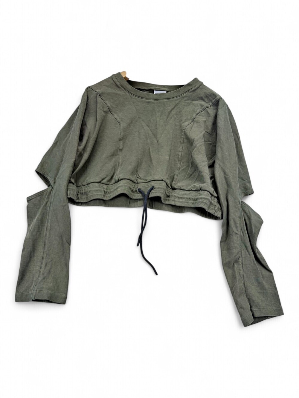 Gymshark Cropped Drawstring Sweatshirt S Olive Green
